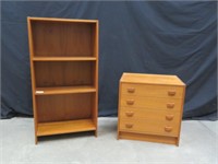 TEAK BOOKCASE WITH 4 DRAWERS