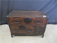 PINE CHEST W/SIDE CABINET & WROUGHT IRON HARDWARE