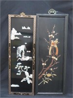 2 LACQUERED ORIENTAL WALL  PLAQUES (MISMATCH)