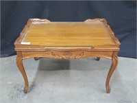 MAHOGANY COFFEE TABLE WITH GLASS INSERT