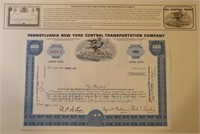 1968 Penn NY Central Transportation Co Stock Cert