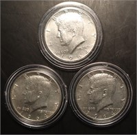 3Pcs 1964 Silver Kennedy Half Dollar