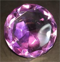 Purple Glass Diamond Shape Paperweight