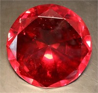 Red Glass Diamond Shape Paperweight