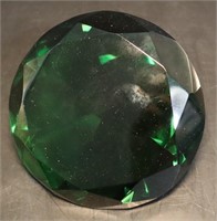 Green Glass Diamond Shape Paperweight