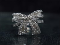 0.50ctw Diamond Sterling Silver Bow Ring