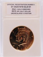 2013-P 24K Gold Enriched Kennedy Half Dollar