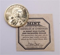 2000-D 24K Gold Plated Sacagawea Dollar
