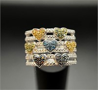 925 Multi-Colored Diamond Heart Ring