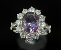 925 Esotica Alexandrite & White Diamond Sim Ring