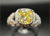 925 Johanna Bagley Canary & White Diamond Sim Ring