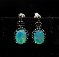 925 Paraiba Color Ethiopian Opal w/Black Spinels