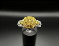 Sterling White & Yellow Diamond Ring