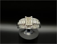 925 Round, Baguette, & Princess Cut Diamond Ring