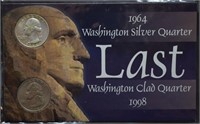 1964 Silver & 1998 Clad Washington Quarters