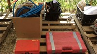 Pallet of Cords, Booster Cables, Polisher,