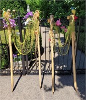 Bamboo tiki torches. Oil burning.