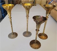 Brass candle holders. 10½" & 8¾"
