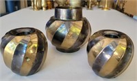 Brass candle holders and matching vase