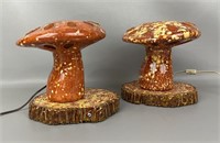 Pair Of 1970s Atlantic Mold Mushroom Lamps