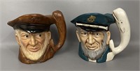 Two Large Vintage Sea Captain Mugs