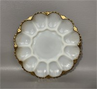 Vintage Anchor Hocking Milk Glass Egg Plate