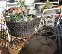 Wrought iron tricycle and planter garden piece