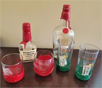Marker's Mark bottles and glasses and mint julep