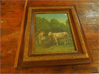 Farm scene Antique Framed Print