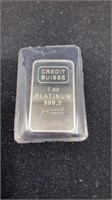 1 Oz 999.5 Platinum Bar Credit Suisse * No Tax On