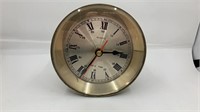Solid Brass Quartz Ship's Time Clock In Working Or