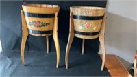 Pair Of Wooden Bucket Planters On Legs 23.5" High
