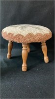4-Legged Stool, With Padded Top With Hooked-Rug St