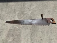 Antique Disston 1 Man Cross Cut Saw with Help Hand