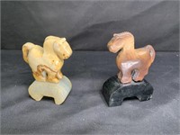 2 Lapidary Carved Stone Horses