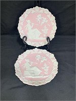 2  Pink Jasperware Plaques