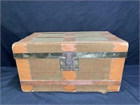 1930's Wood, Canvas and Leather Doll Trunk