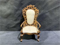 Dollhouse Furniture Carved Wood  Parlor Chair