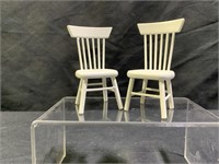 2 White Spindle Back Kitchen Chairs Doll Furniture