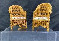Wicker Rattan Rocker & Chair Dollhouse Furniture