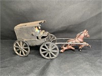 Vintage Cast Iron Amish Horse Drawn Carriage