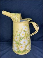 Signed hand painted oil can style watering can