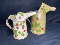 Set of Hand Painted Oil Can Style Watering Cans
