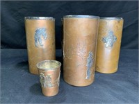 Copper Cup Set - 4 Tumbler & 1 Shot Glass