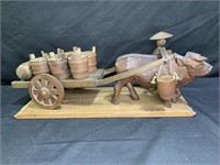 Antique Japanese Wood Carved Ox Cart