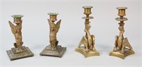 Two Pairs of Figural Mythological Candlesticks