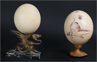 Two Decorative Ostrich Eggs