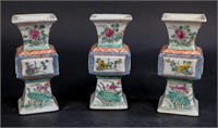 3 Chinese Famille Verte Vases