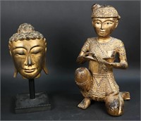 2 Southeast Asian Gilt Wood Buddhist Statues