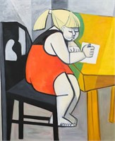 Dorothy Humphrey Oil on Canvas Girl at a Desk